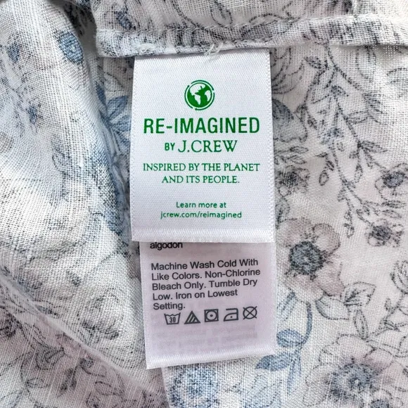 J Crew Linen Cotton Blend Floral Vines Robe, Size Small