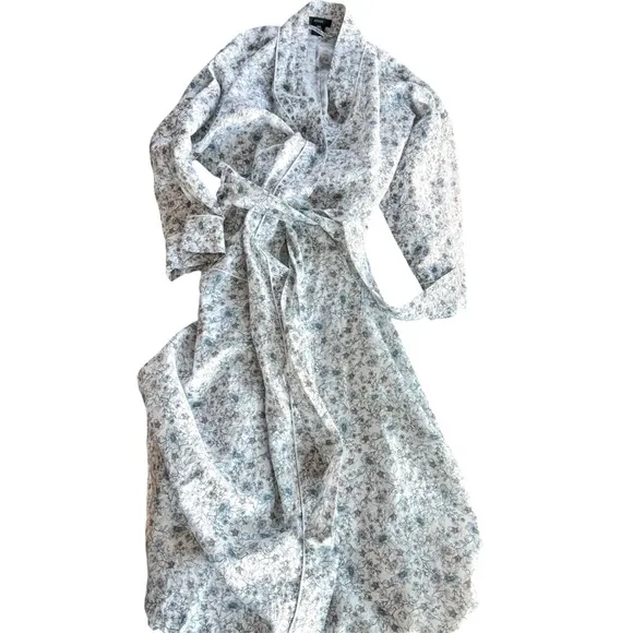 J Crew Linen Cotton Blend Floral Vines Robe, Size Small