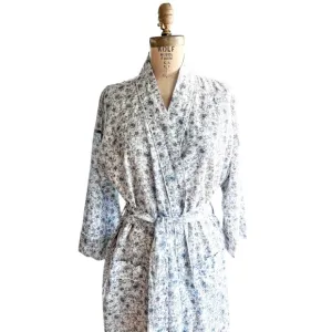 J Crew Linen Cotton Blend Floral Vines Robe, Size Small