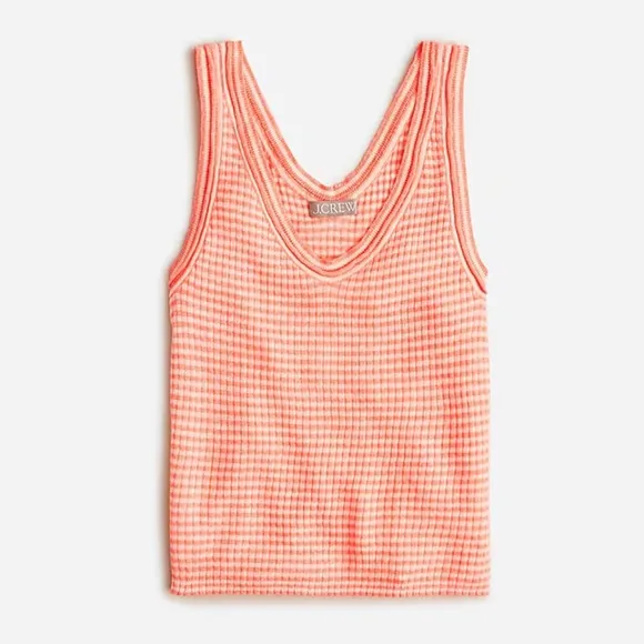 J. Crew - Merino-Linen Blend Sweater-Tank in Peach White Ivory Stripe
