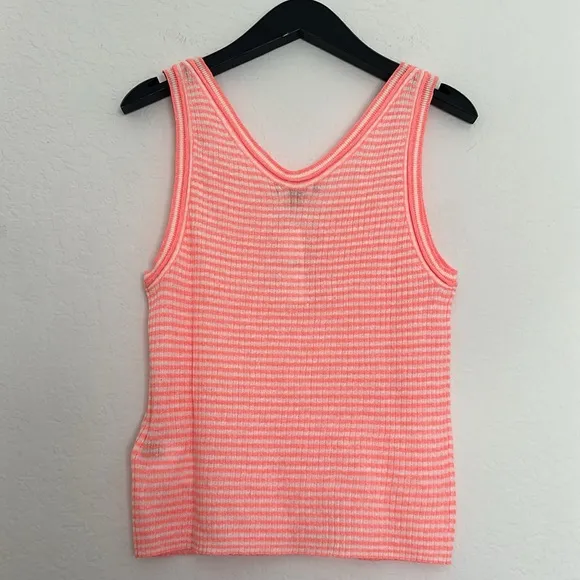 J. Crew - Merino-Linen Blend Sweater-Tank in Peach White Ivory Stripe