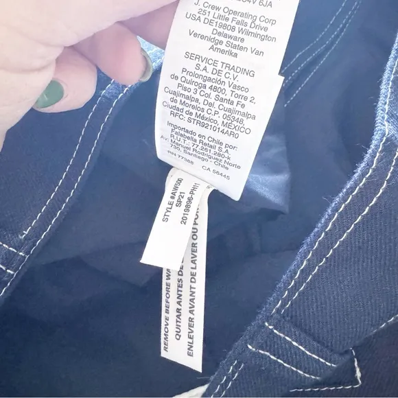J. Crew Navy Stretch Linen Button Front Skirt