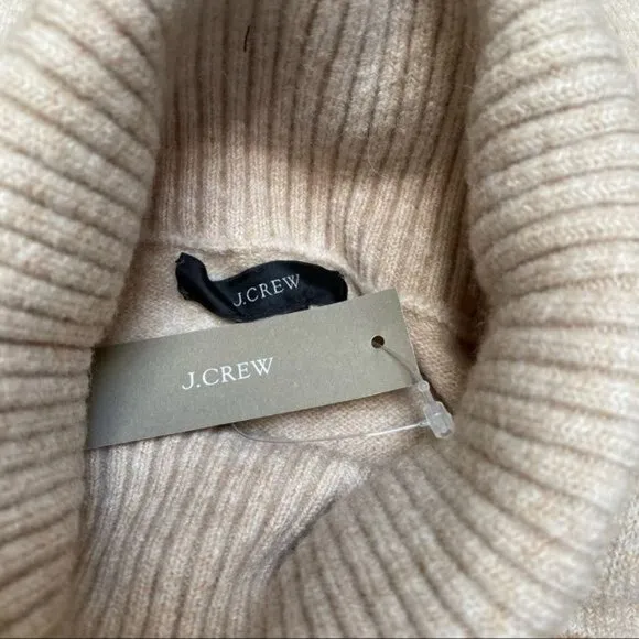 J. Crew Striped Turtleneck Sweater Supersoft Yarn Heather Linen Camel NWT