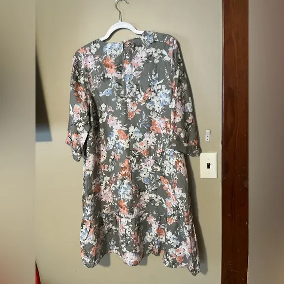 J. Jill Love Linen Caraway Fresh Bloom Linen MIDI Dress NEW
