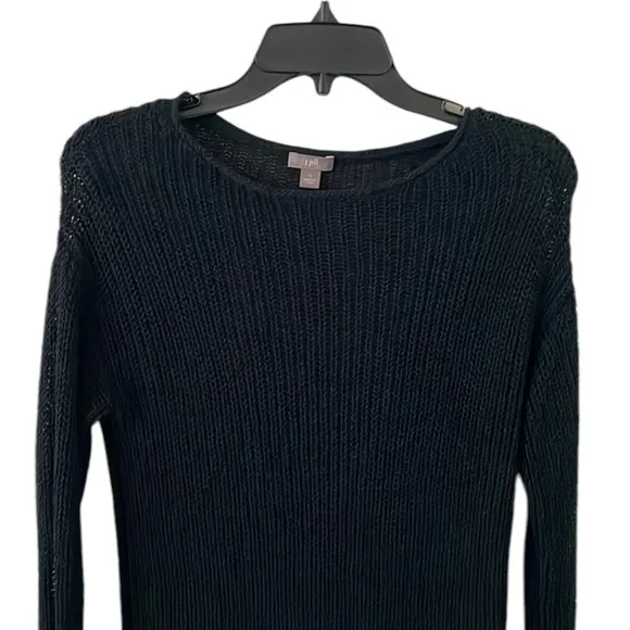 J. JILL | Women’s Black Linen Blend Knitted Round Neck Sweater Size S