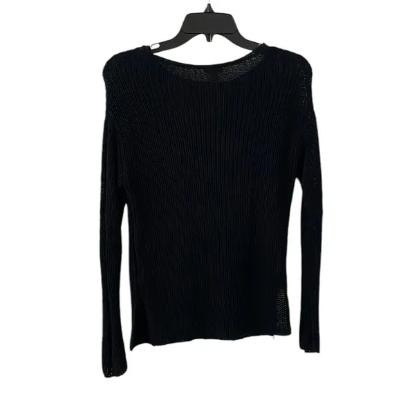 J. JILL | Women’s Black Linen Blend Knitted Round Neck Sweater Size S