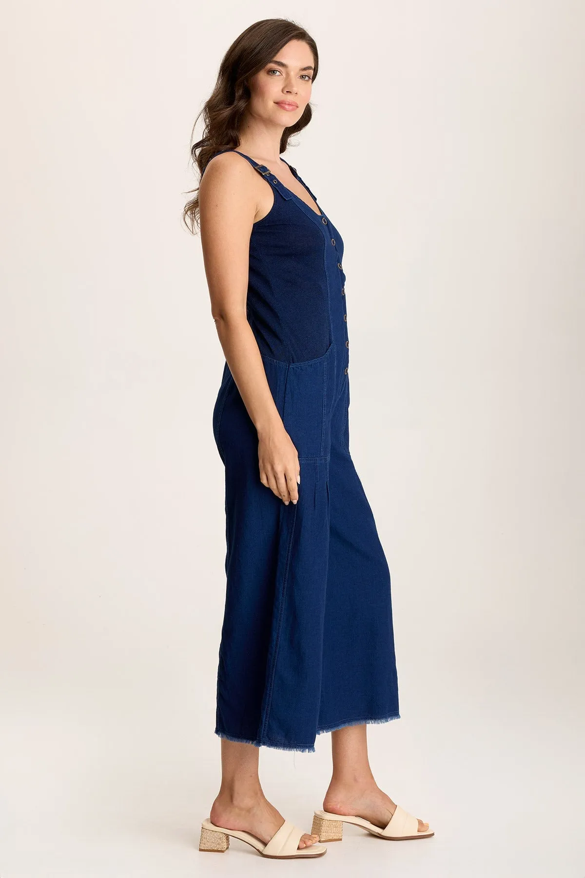 Jalila Twill Mock-Denim Jumpsuit