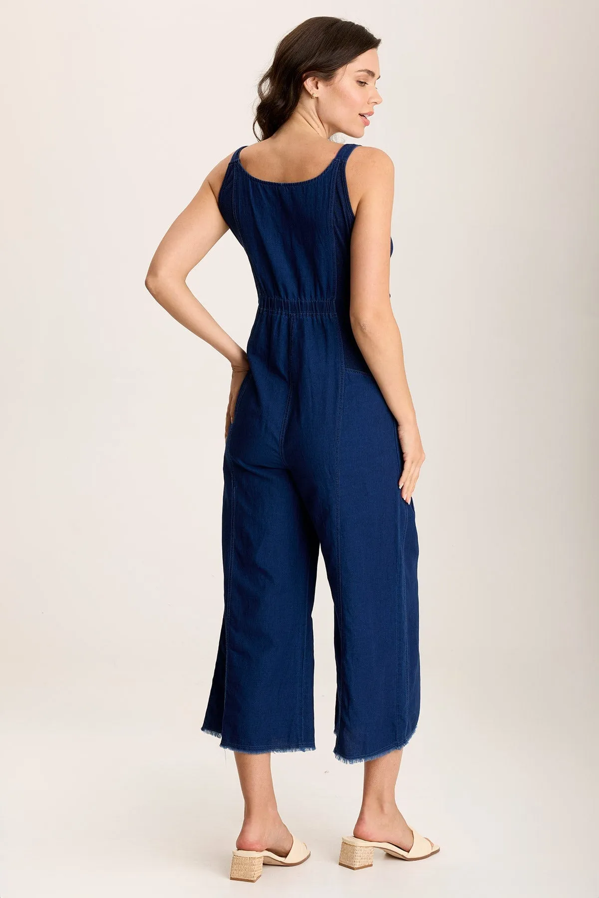 Jalila Twill Mock-Denim Jumpsuit