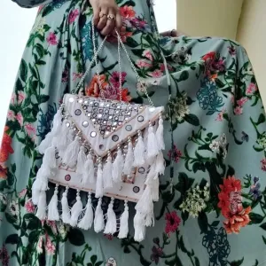 Jayne Bohemian White Fringed Festival Clutch Bag
