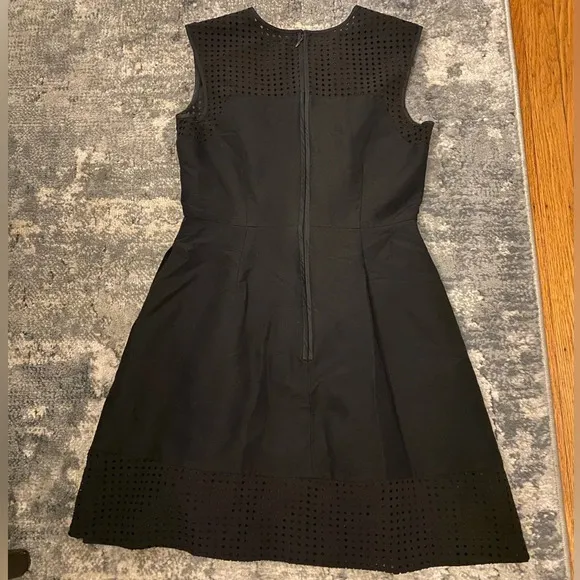 J.Crew Black Laser-cut Perforated A-Line Sleeveless Silk Blend Dress, SZ 2.