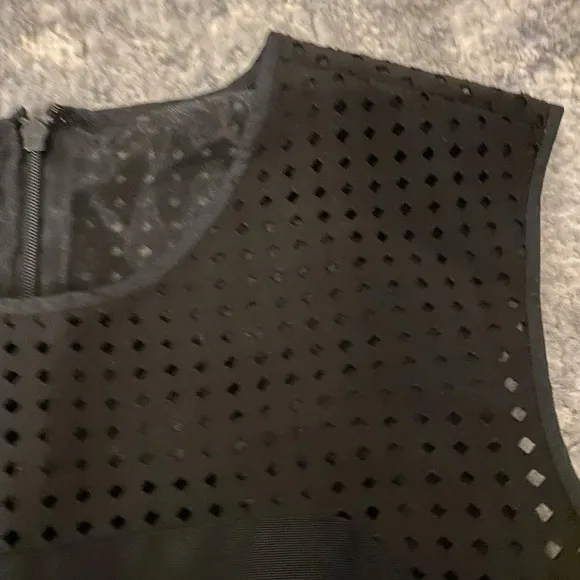 J.Crew Black Laser-cut Perforated A-Line Sleeveless Silk Blend Dress, SZ 2.