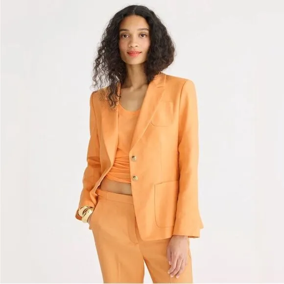 J.Crew Helena orange blazer in stretch linen blend Size 0