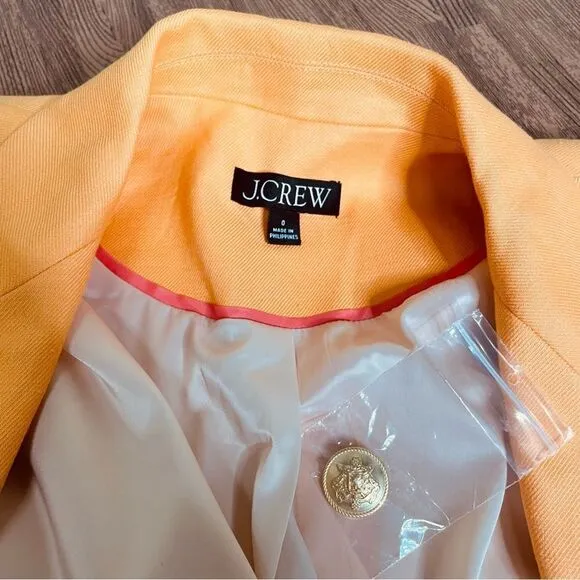 J.Crew Helena orange blazer in stretch linen blend Size 0
