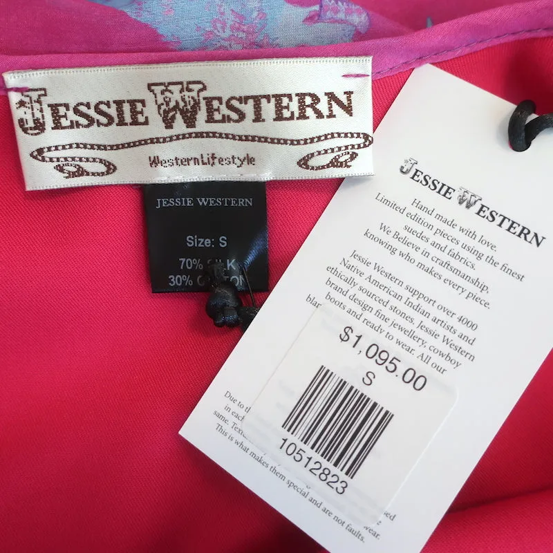 Jessie Western Maxi Wrap Dress Pink Star Print Silk-Cotton Size Small NEW