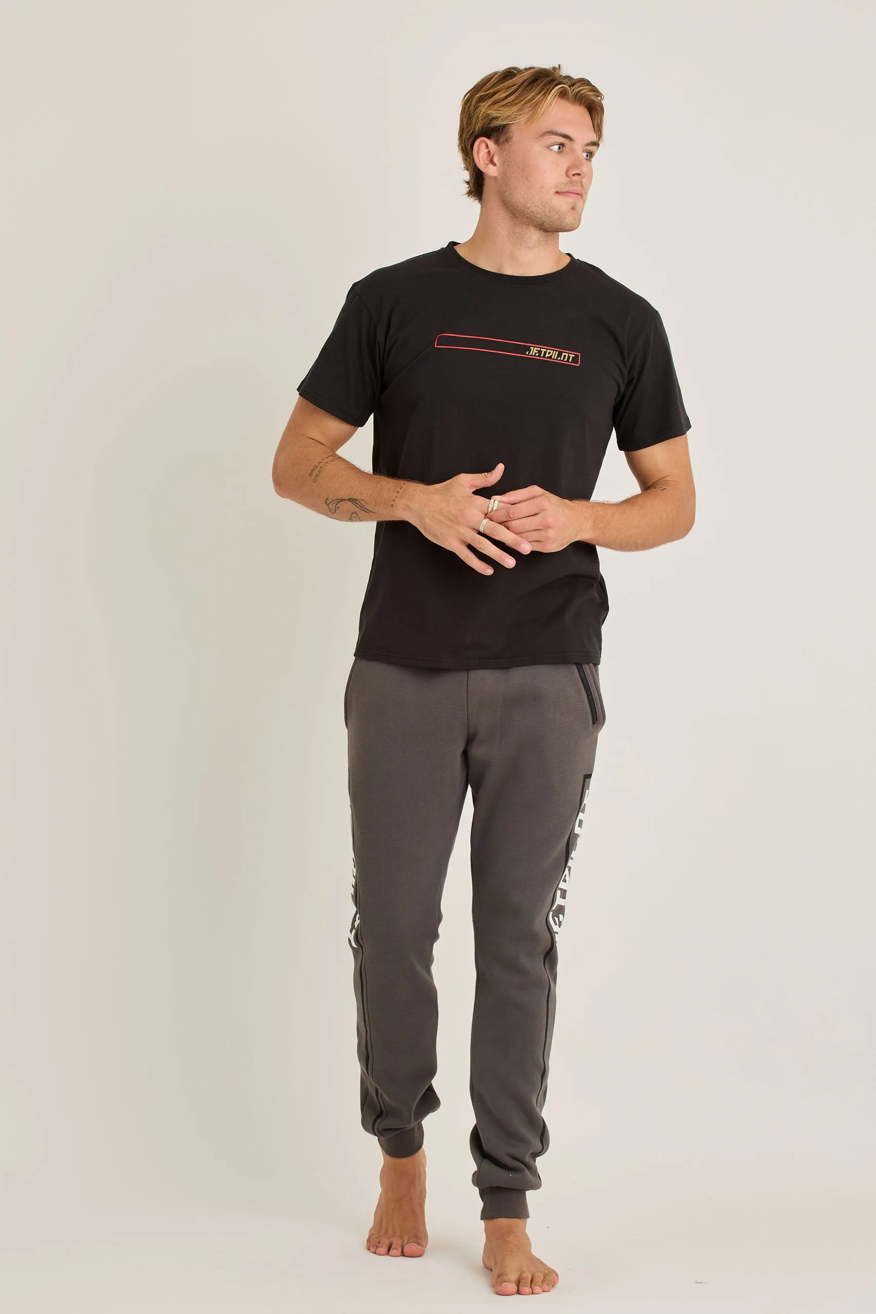 Jetpilot Elevate Mens Cuffed Trackpants - Charcoal