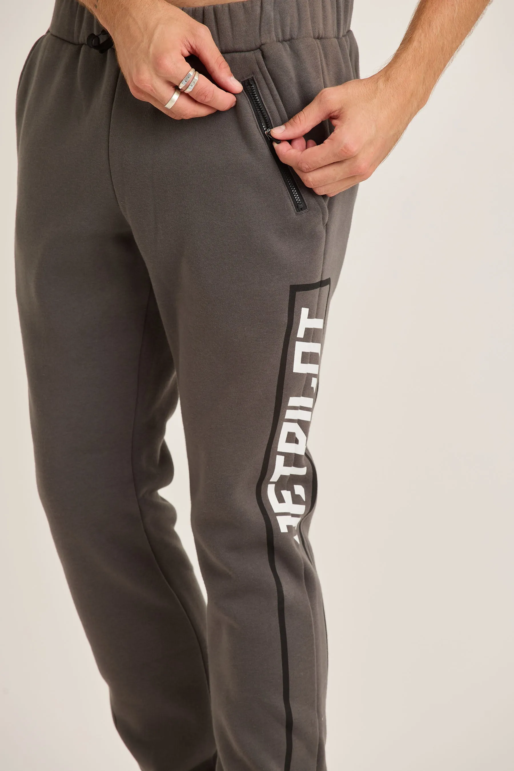 Jetpilot Elevate Mens Cuffed Trackpants - Charcoal