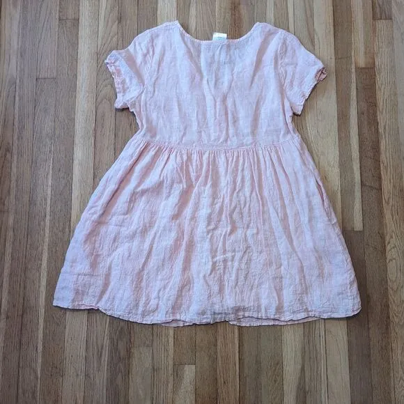 Jillian Harris X Priv 100% Linen Pink Peach Button Mini Dress