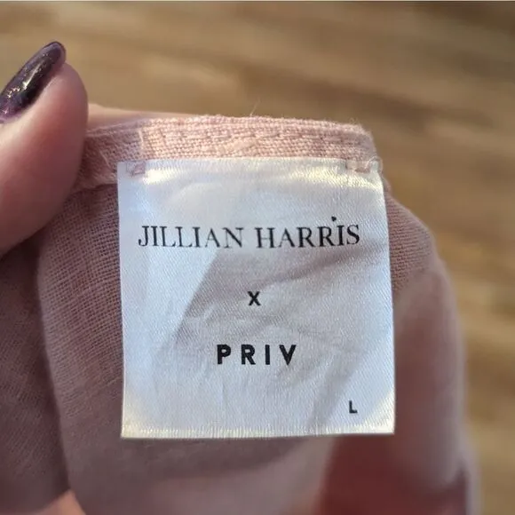 Jillian Harris X Priv 100% Linen Pink Peach Button Mini Dress