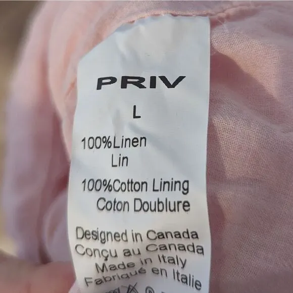 Jillian Harris X Priv 100% Linen Pink Peach Button Mini Dress