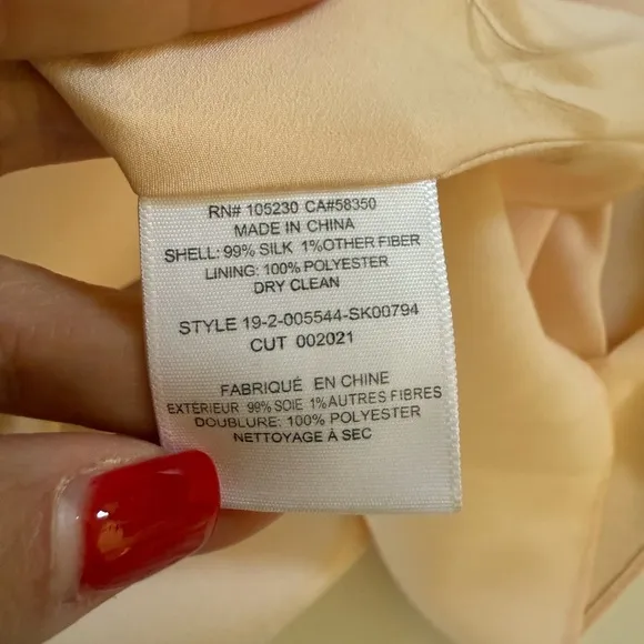 JOIE Arvina Silk Asymmetrical Peach Cream Metallic Floral Print Midi Skirt SZ 8