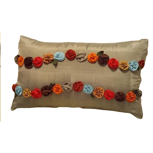 Joy Oy Decorative Pillow (20x12) with Rosettes