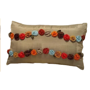 Joy Oy Decorative Pillow (20x12) with Rosettes
