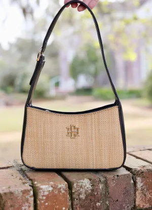 JUDE STRAW HANDBAG-BLACK