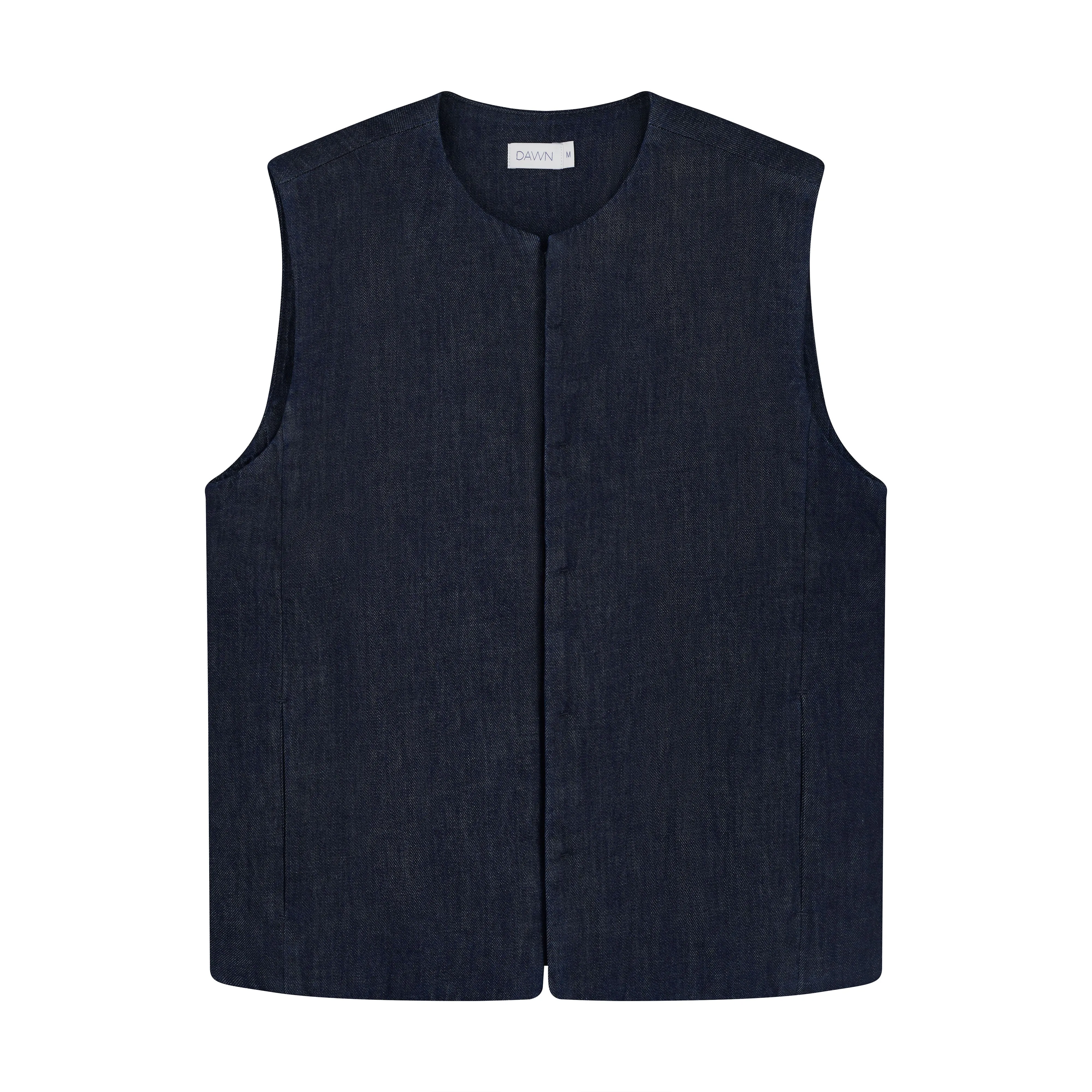Kashew Lightweight Hemp Blend Denim Vest Raw Blue