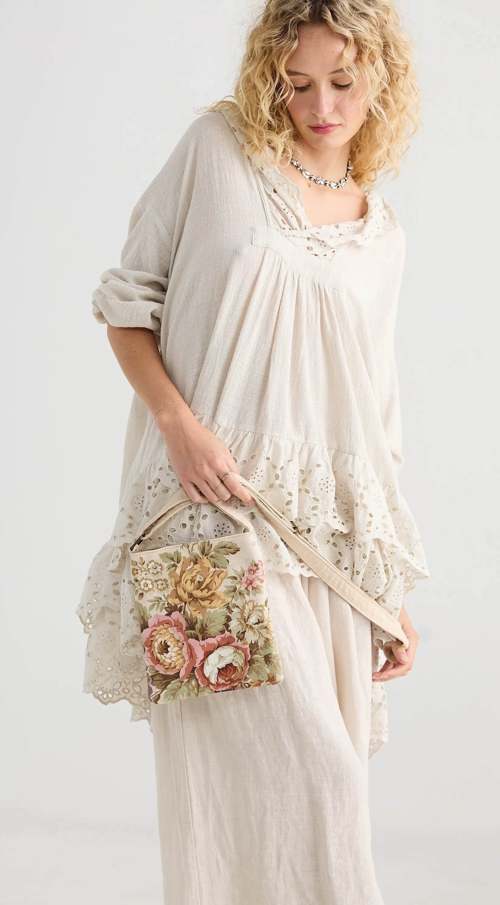 Kestrel Crossbody Shoulder bag. Spring Rose Bouquet