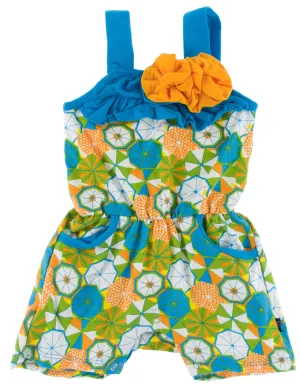 KicKee Pants Beach Umbrellas Flower Romper w/Pockets