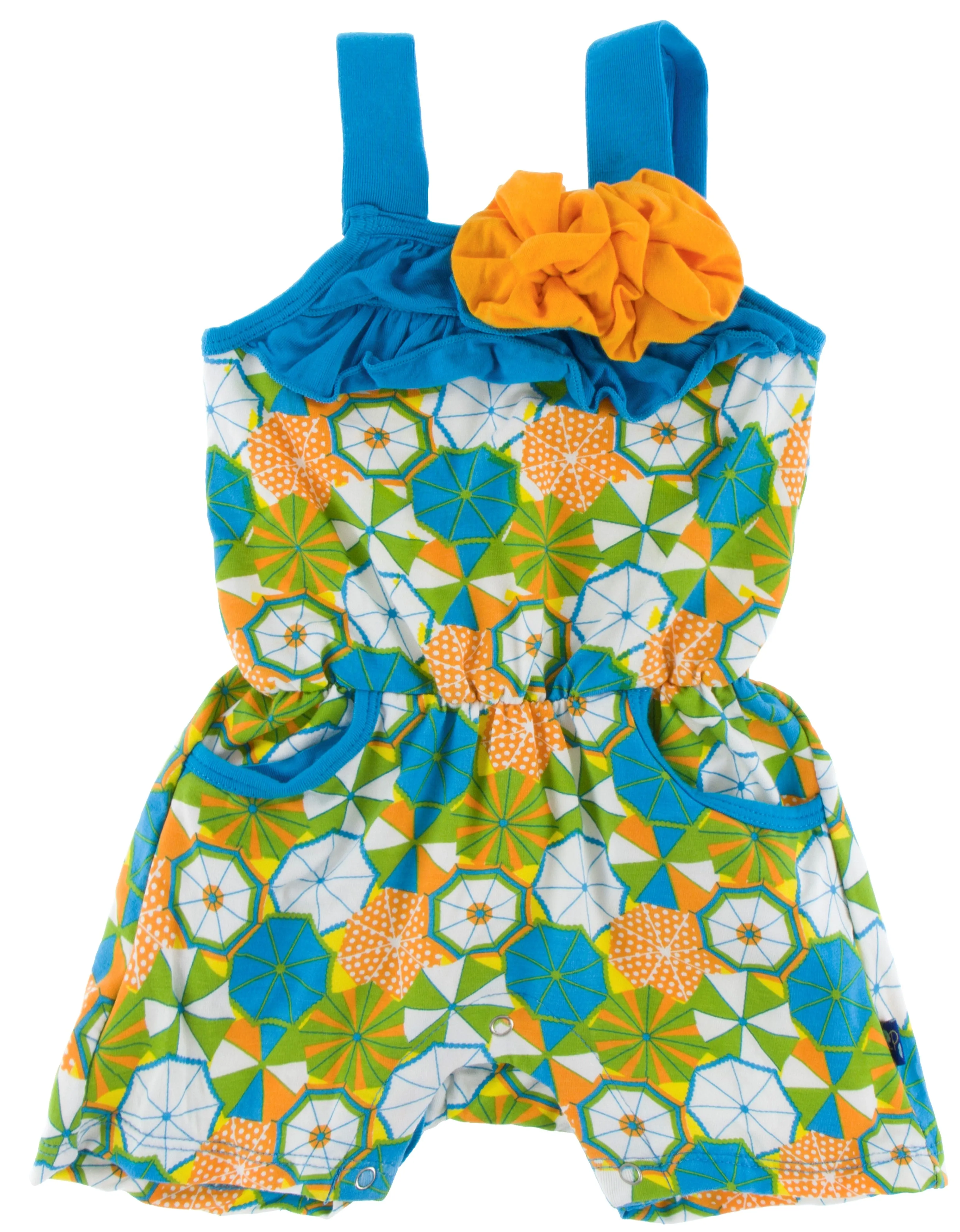 KicKee Pants Beach Umbrellas Flower Romper w/Pockets