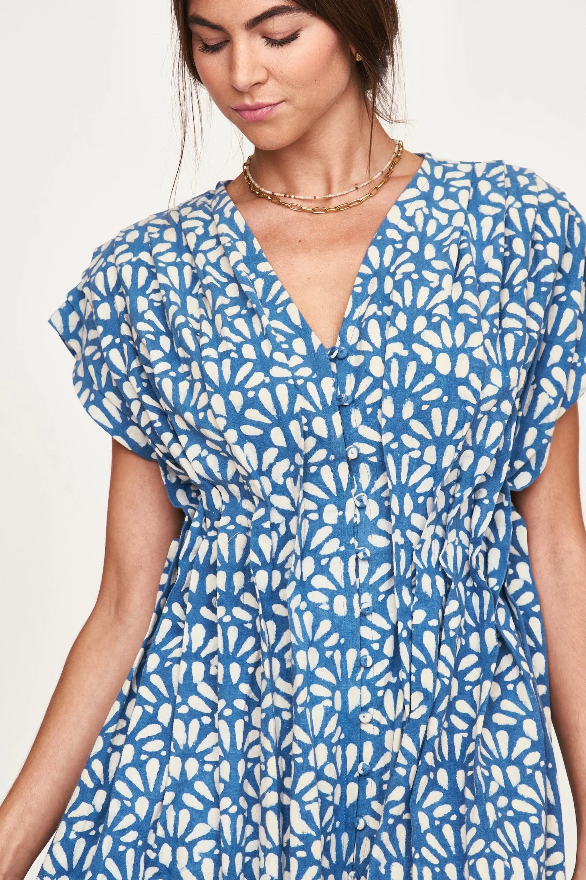 Korcula Dress in Trellis in Indigo