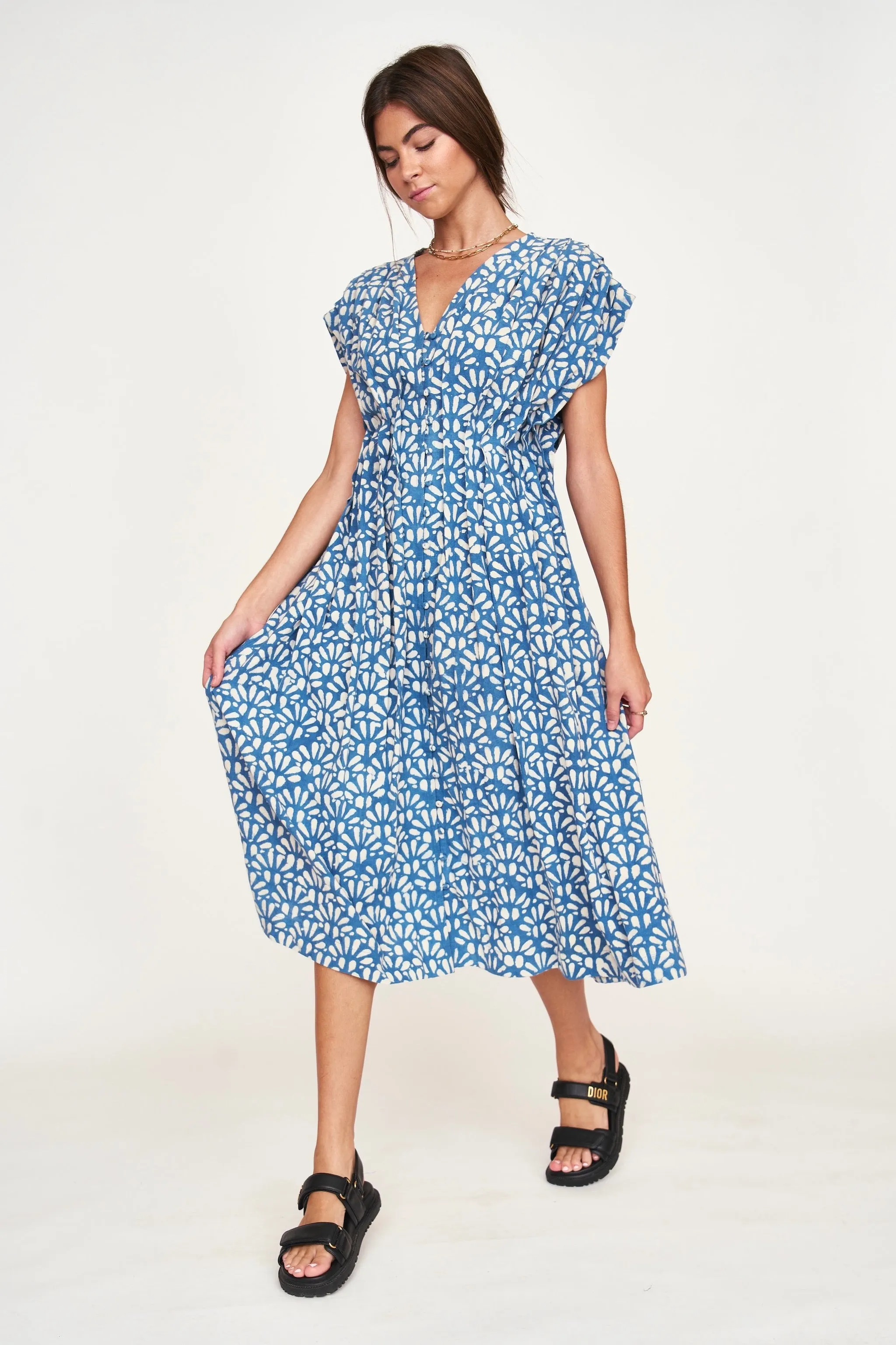 Korcula Dress in Trellis in Indigo