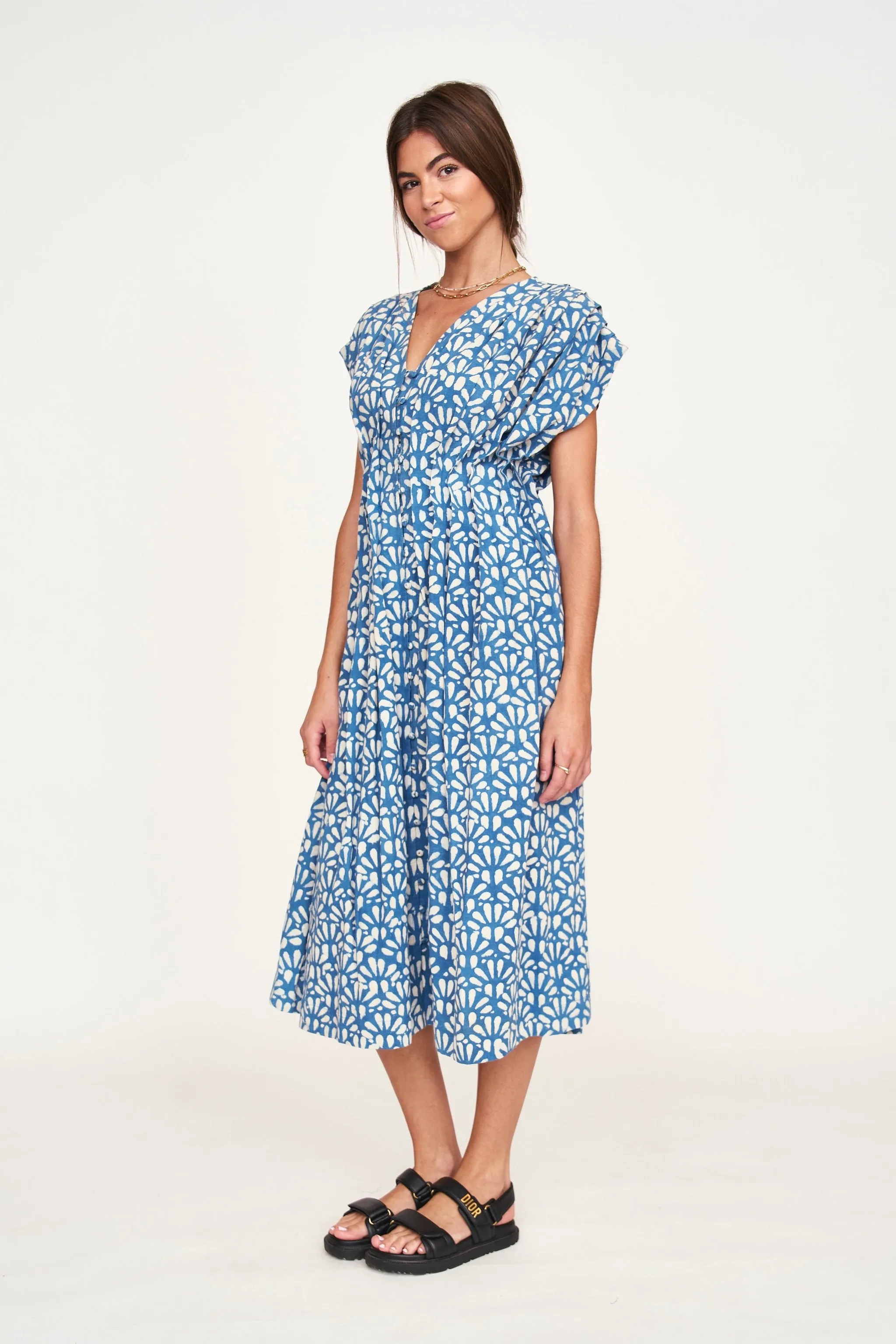 Korcula Dress in Trellis in Indigo