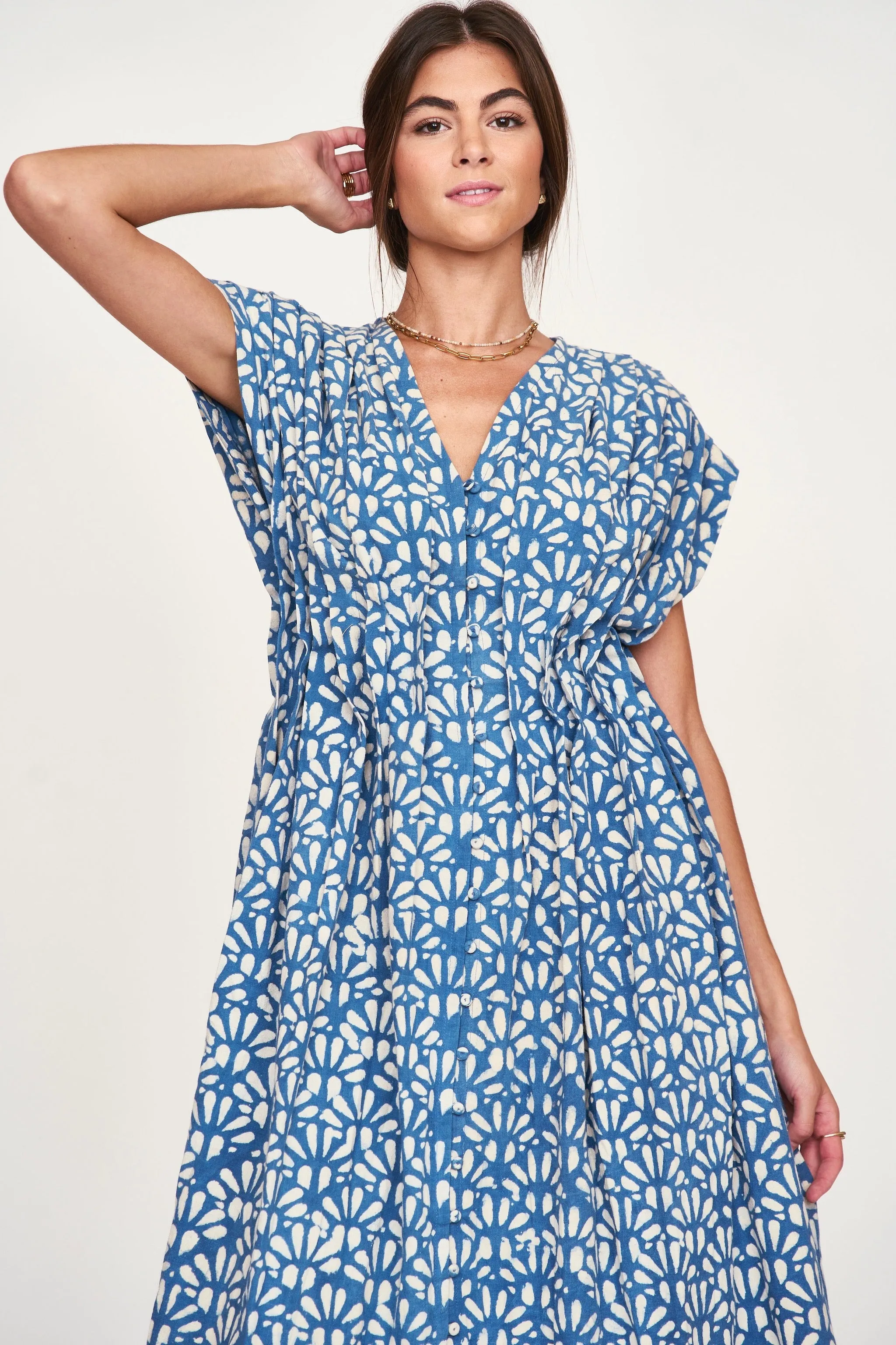 Korcula Dress in Trellis in Indigo