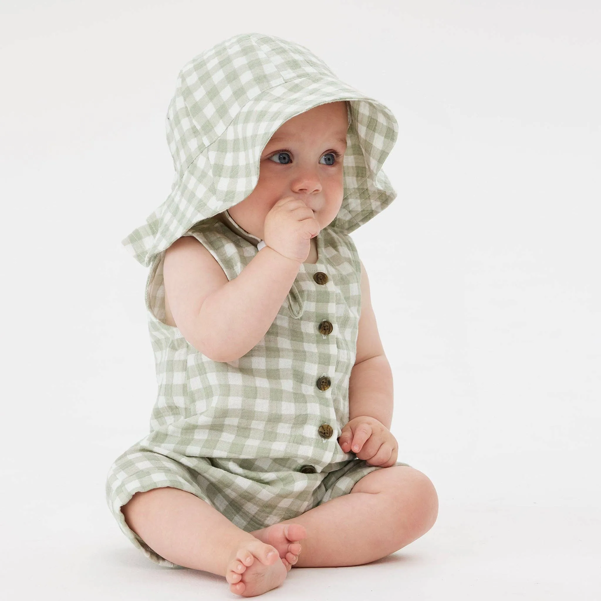 Kynd Baby - Broad Brim Hat - Sage Gingham