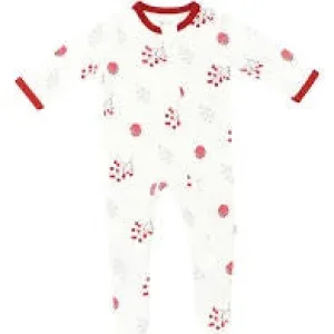 Kyte Zippered Footie- Holly Berry 0-3M