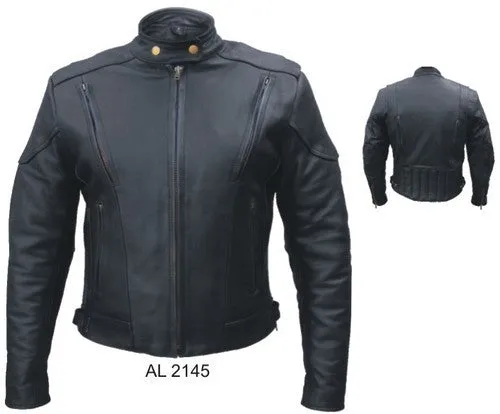 Ladies Black Leather  Vented Touring Jacket
