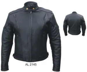 Ladies Black Leather  Vented Touring Jacket