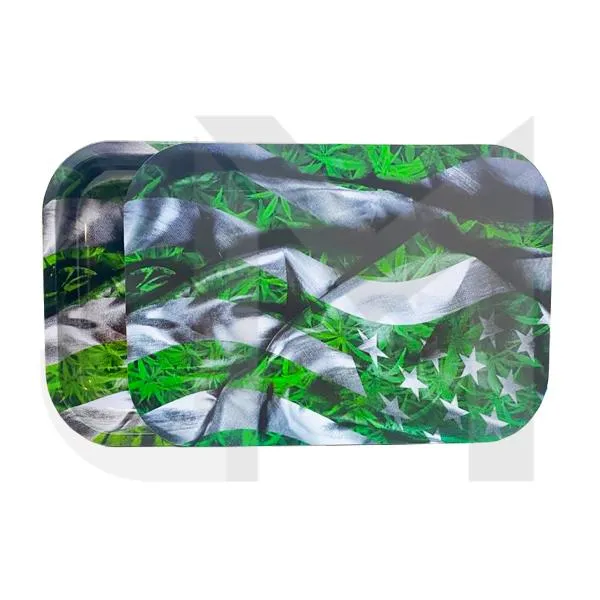 Large Mixed Design Magnetic Metal Rolling Trays with Lid