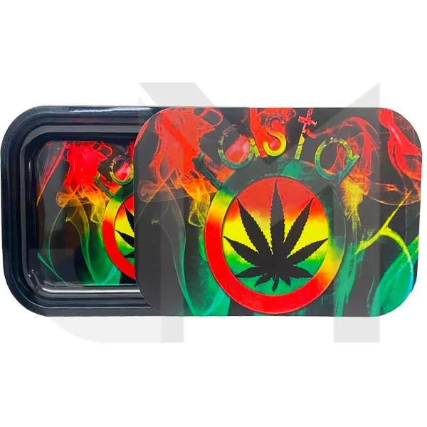 Large Mixed Design Magnetic Metal Rolling Trays with Lid
