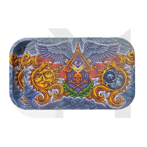 Large Mixed Design Magnetic Metal Rolling Trays with Lid