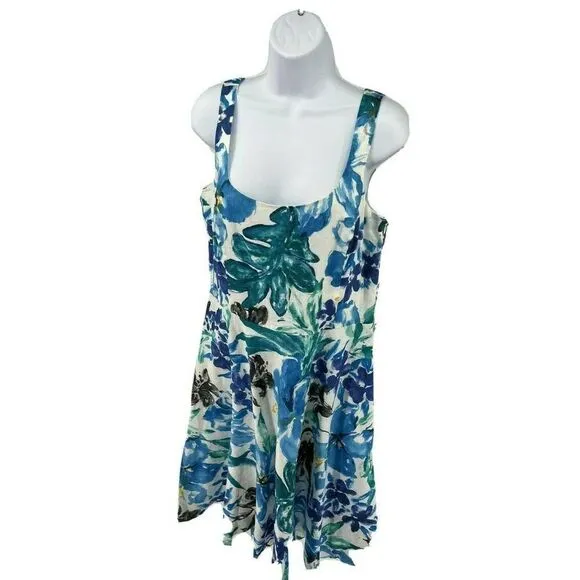 Lauren Ralph Lauren 100% Linen Dress Floral Cotton Lining