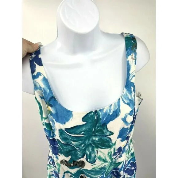 Lauren Ralph Lauren 100% Linen Dress Floral Cotton Lining
