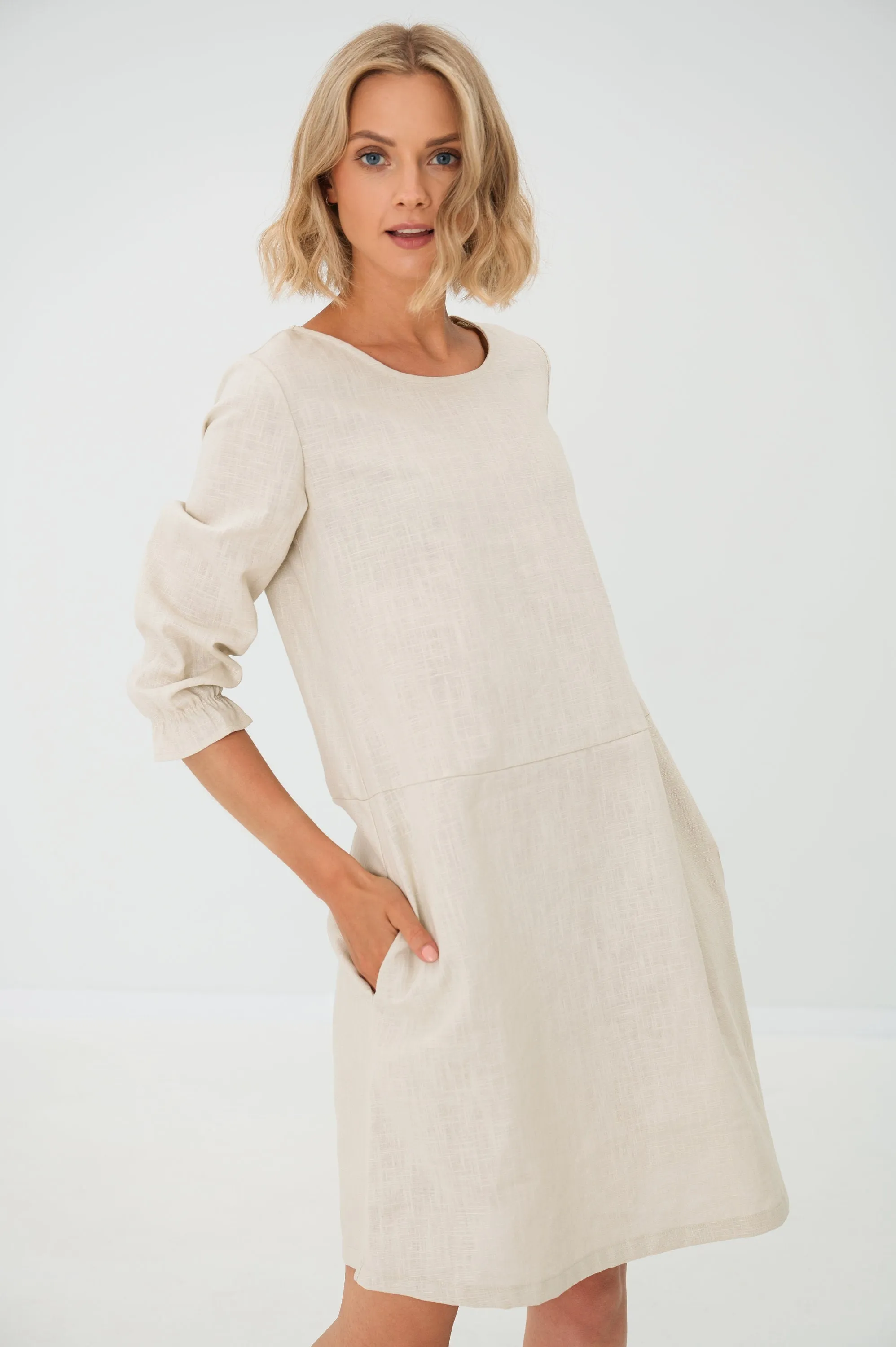 LeMuse linen dress EMMA, Deep blue, L