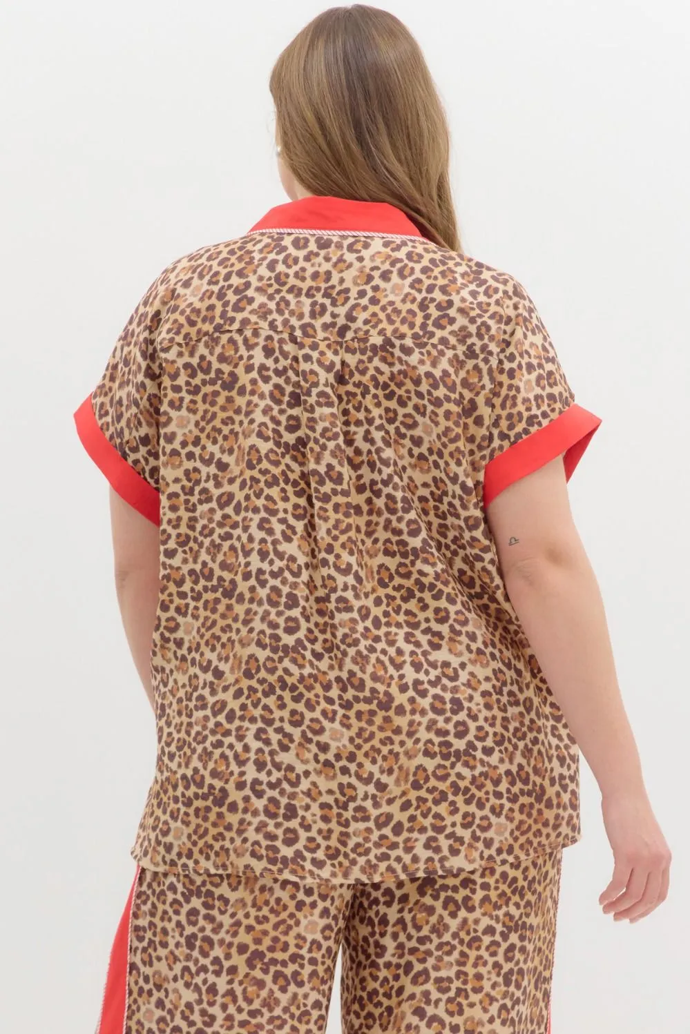 Leopard Contrast Collar Top