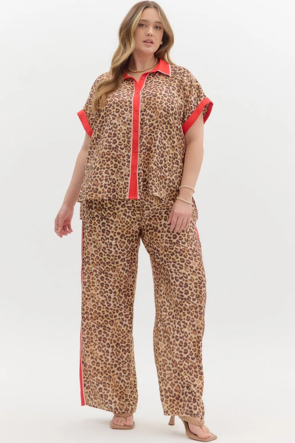 Leopard Contrast Collar Top