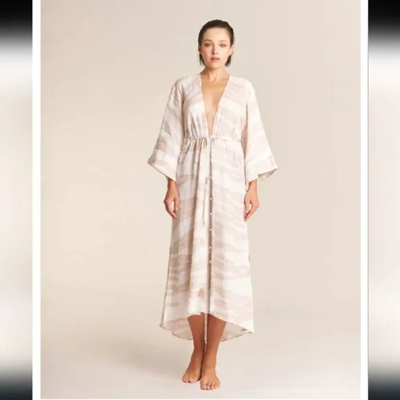 LeSwim Thalia 100% Linen Coverup Dress, sz M