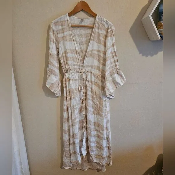 LeSwim Thalia 100% Linen Coverup Dress, sz M