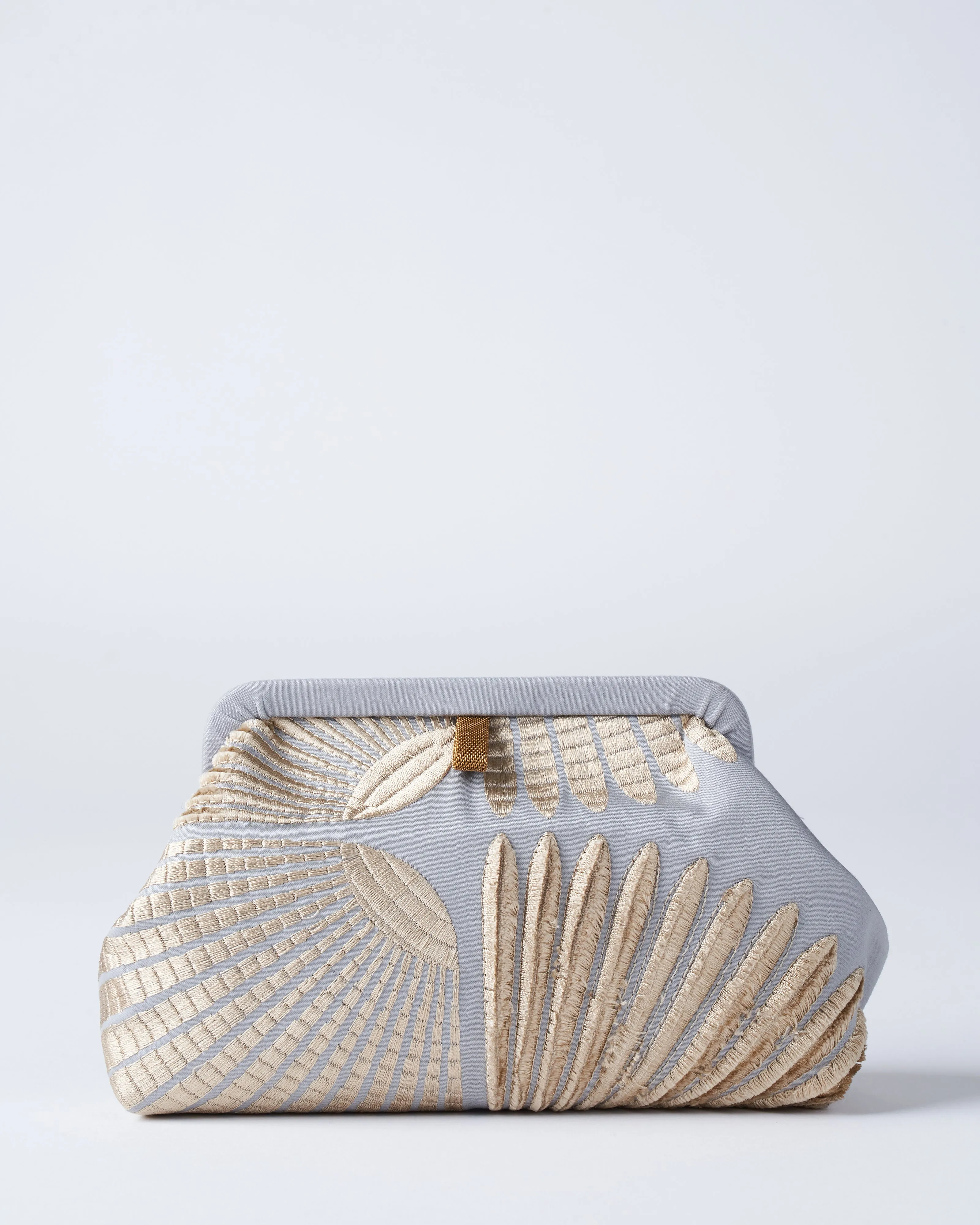 liette embroidered clutch - grey/natural